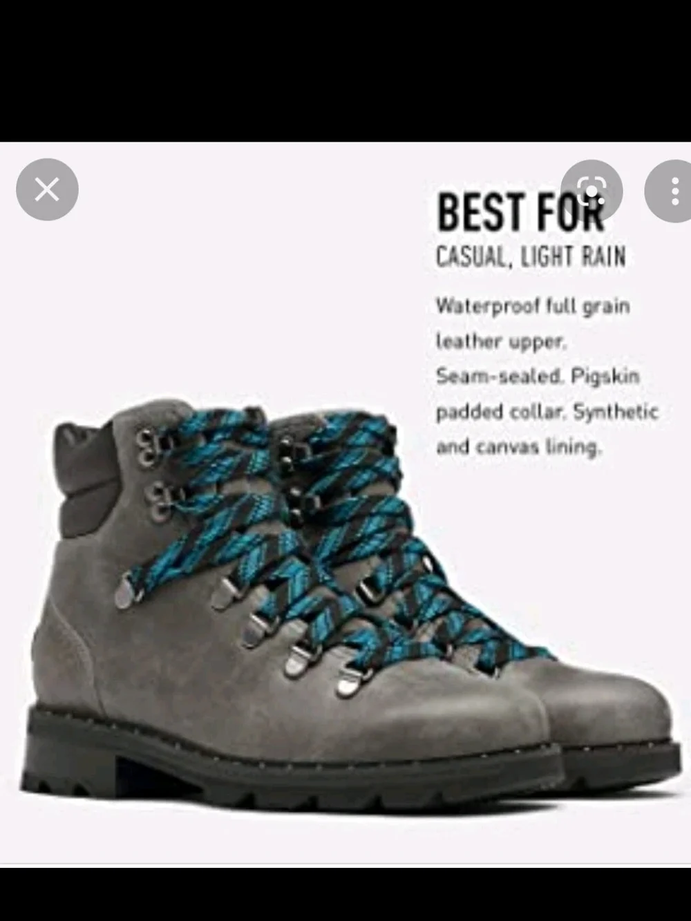 Women's Sorel Lennox Hiker Booties Grey Leather Boots $220, Sz 6, New!